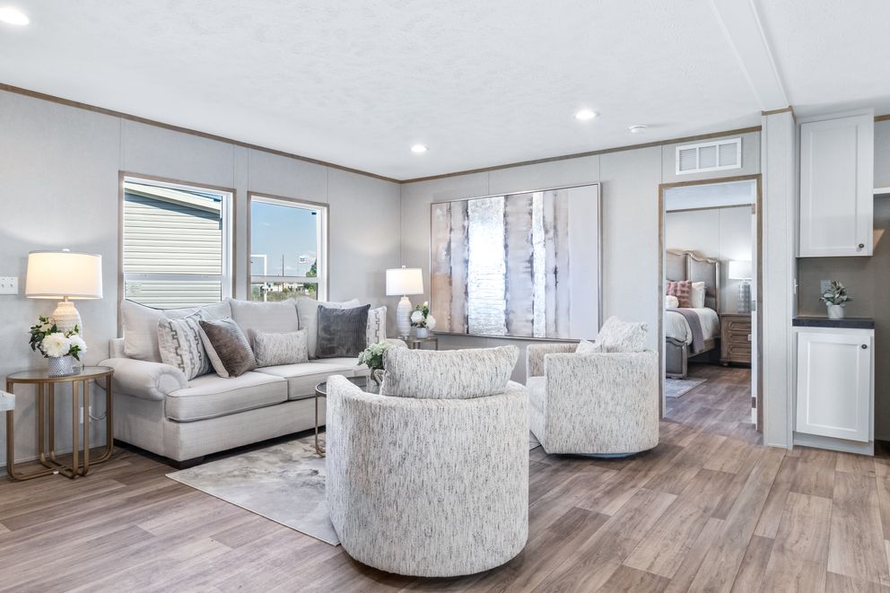 The ASPIRE Living Room. This Manufactured Mobile Home features 3 bedrooms and 2 baths.