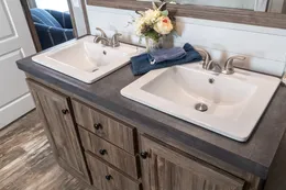 The LIBERTY Primary Bathroom. This Manufactured Mobile Home features 3 bedrooms and 2 baths.