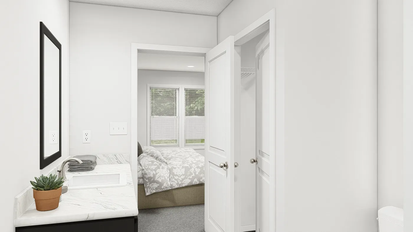 The DRM486F 48'              DREAM Primary Bathroom. This Manufactured Mobile Home features 4 bedrooms and 2 baths.
