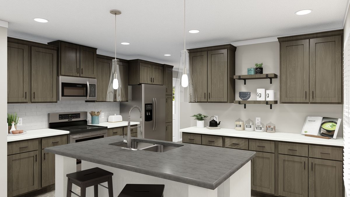 The THE ALEXANDER Kitchen. This Manufactured Mobile Home features 3 bedrooms and 2 baths.