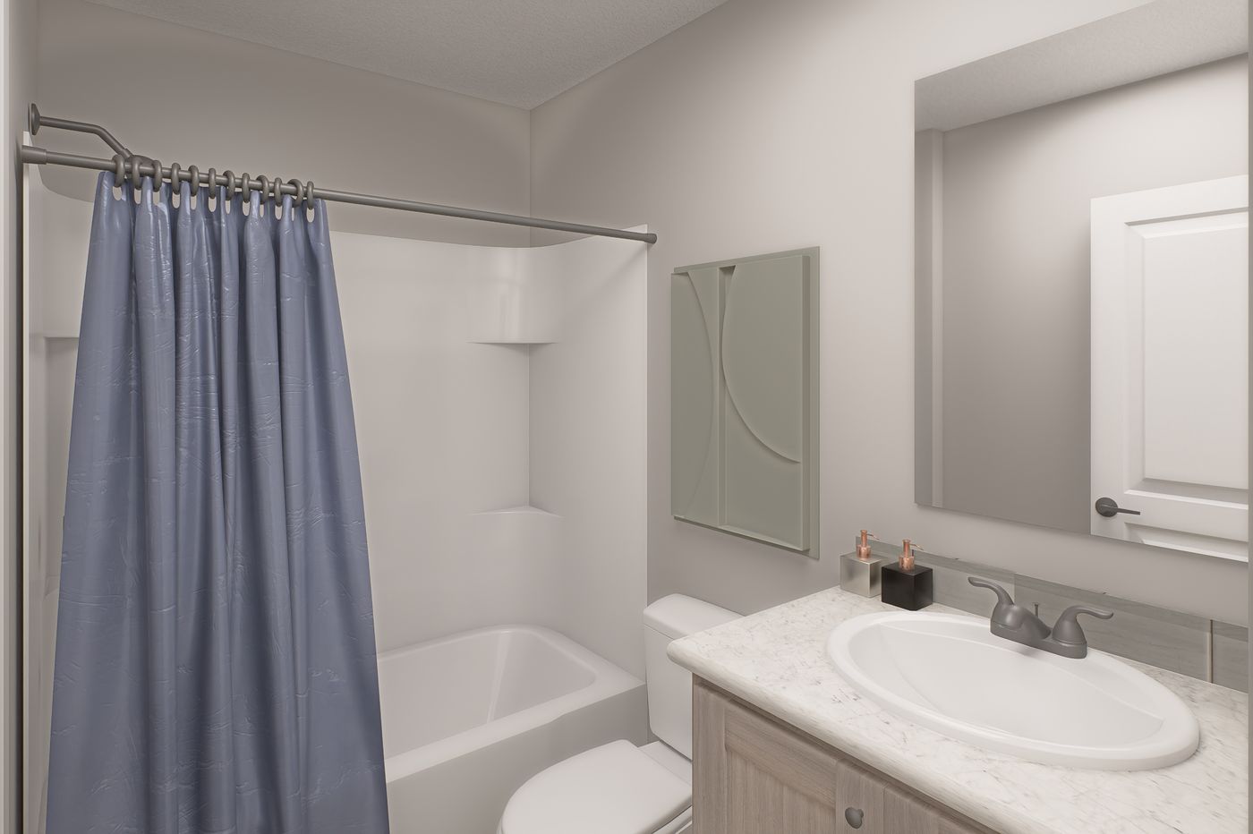 The RIGHT CHOICE 106 Guest Bathroom. This Manufactured Mobile Home features 3 bedrooms and 2 baths.