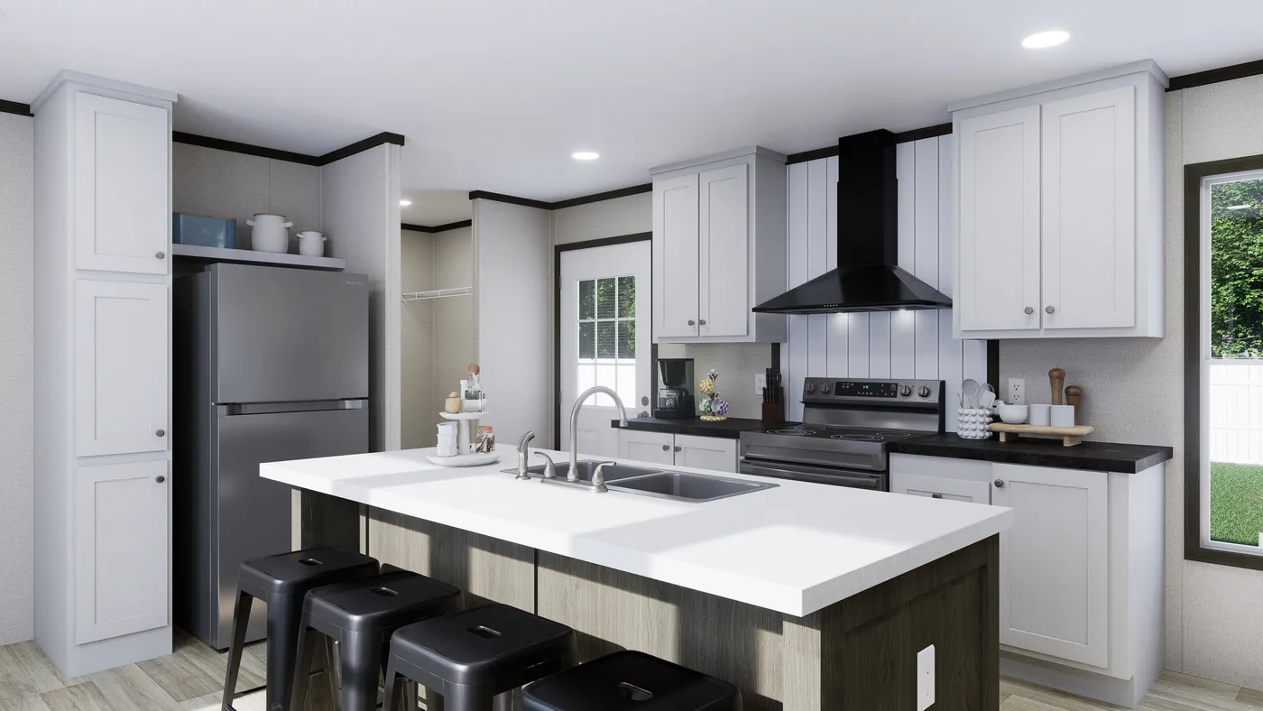 The THE SPARK Kitchen. This Manufactured Mobile Home features 3 bedrooms and 2 baths.