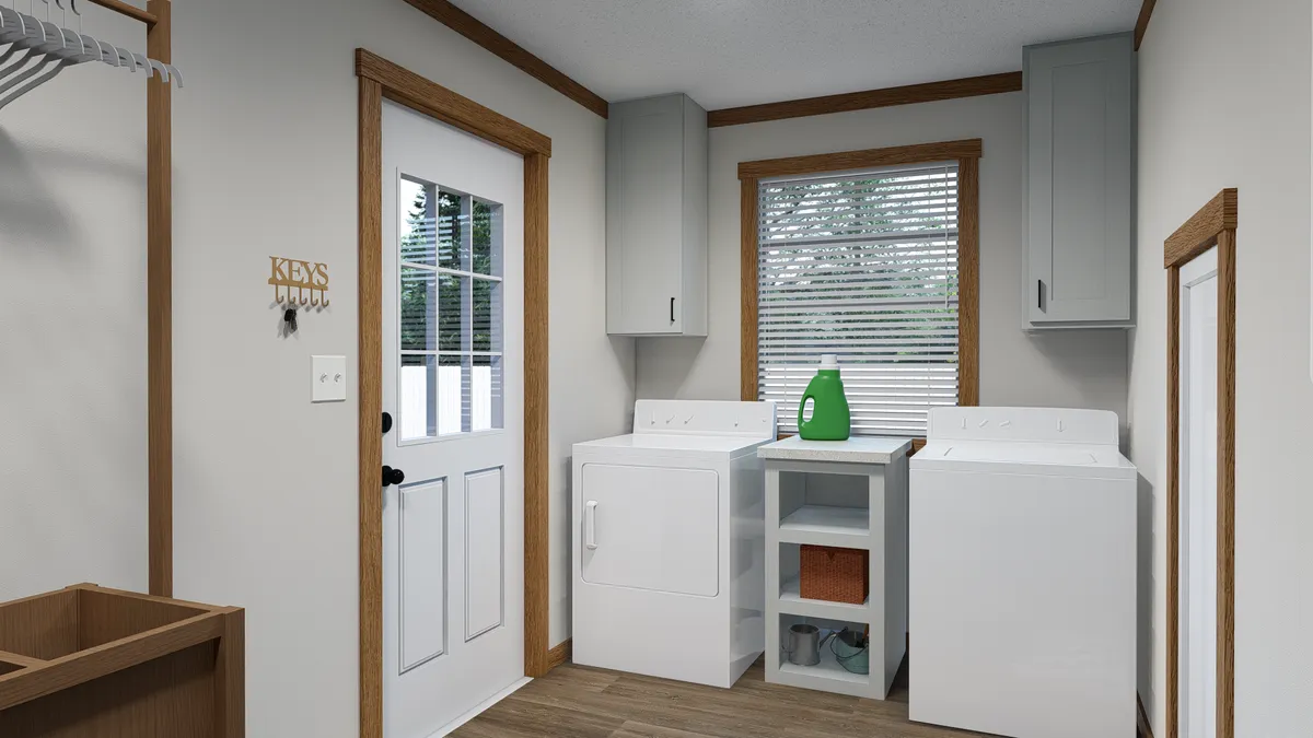The HUDSON Utility Room. This Manufactured Mobile Home features 3 bedrooms and 2 baths.