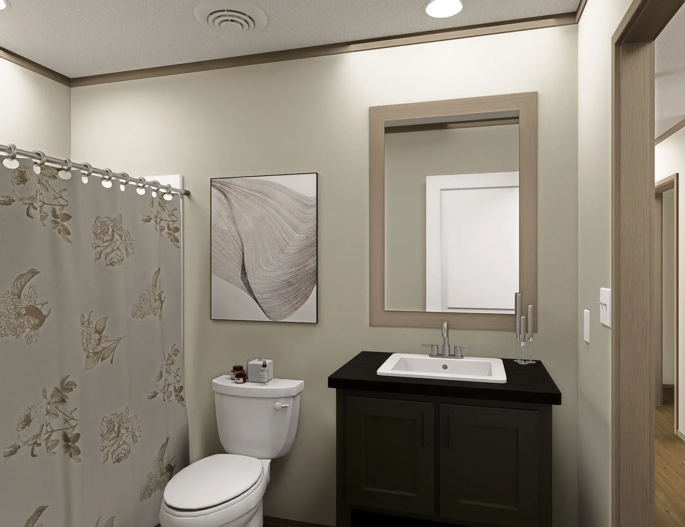 The RAINIER Guest Bathroom. This Manufactured Mobile Home features 4 bedrooms and 3 baths.