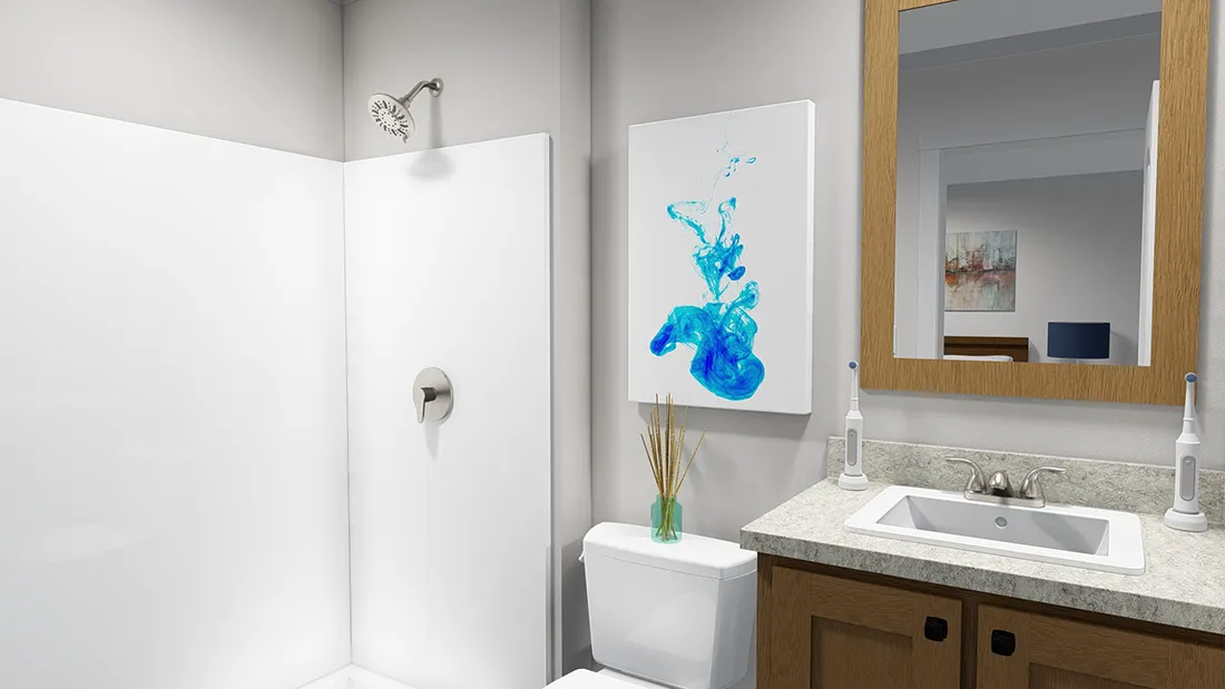 The SWEET DREAMS Primary Bathroom. This Manufactured Mobile Home features 3 bedrooms and 2 baths.