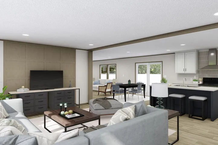 The MOROCCO Living Room. This Manufactured Mobile Home features 4 bedrooms and 2 baths.