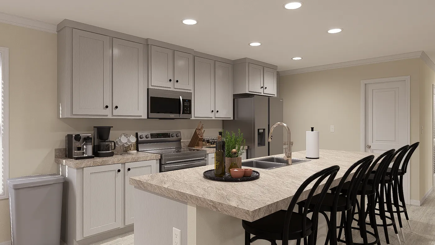 The 3031 "BIRDIE" 6428 Kitchen. This Manufactured Mobile Home features 4 bedrooms and 2 baths.