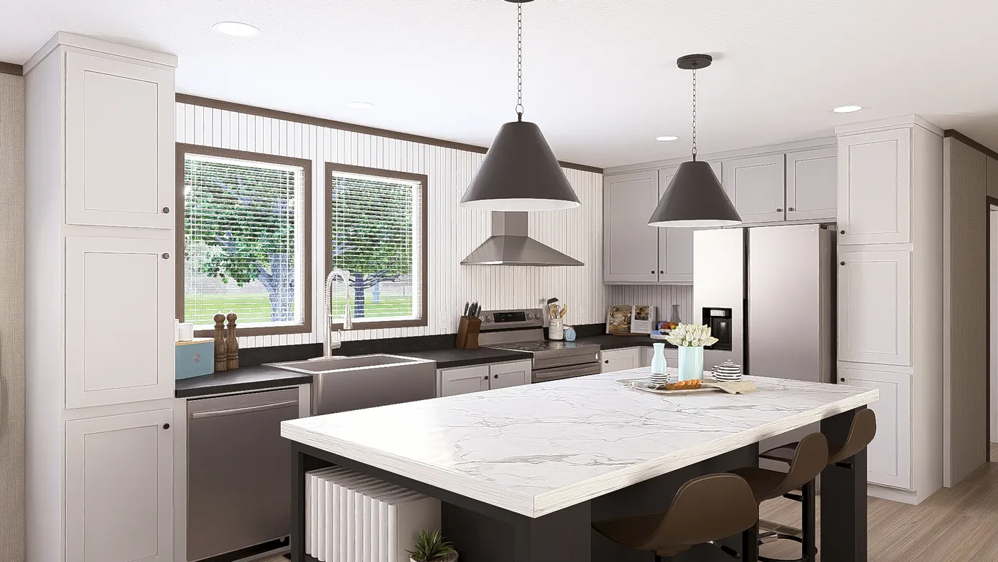 The THE RESERVE 60 Kitchen. This Manufactured Mobile Home features 3 bedrooms and 2 baths.