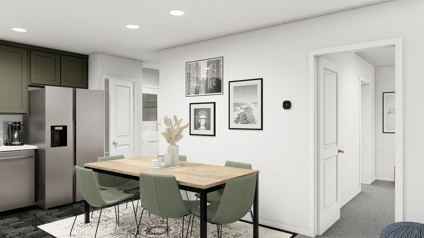 The DRM486F 48'              DREAM Dining Area. This Manufactured Mobile Home features 4 bedrooms and 2 baths.