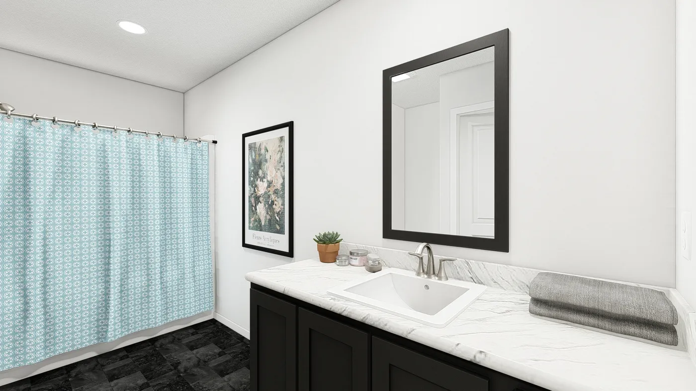 The DRM486F 48'              DREAM Primary Bathroom. This Manufactured Mobile Home features 4 bedrooms and 2 baths.
