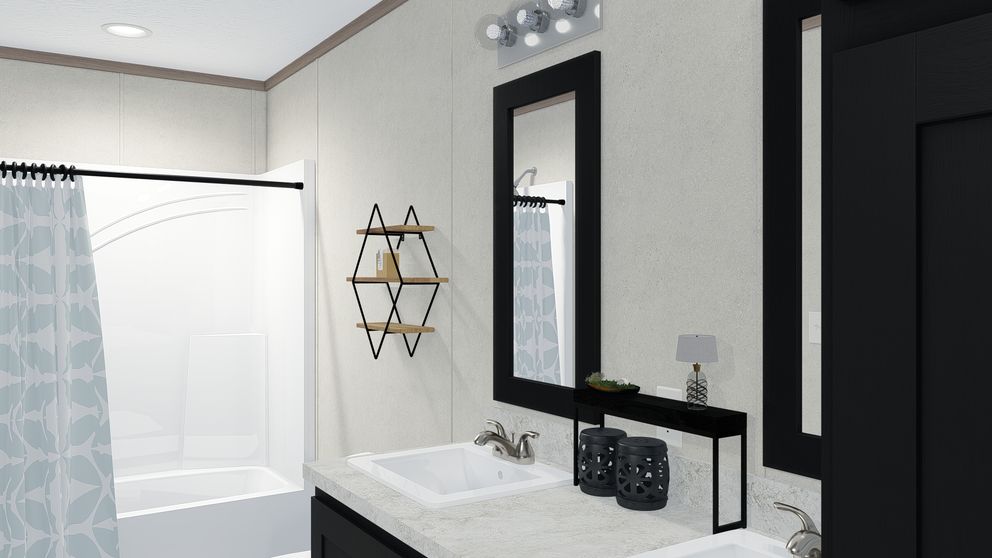 The 6028-E788 THE PULSE Primary Bathroom. This Manufactured Mobile Home features 4 bedrooms and 2 baths.