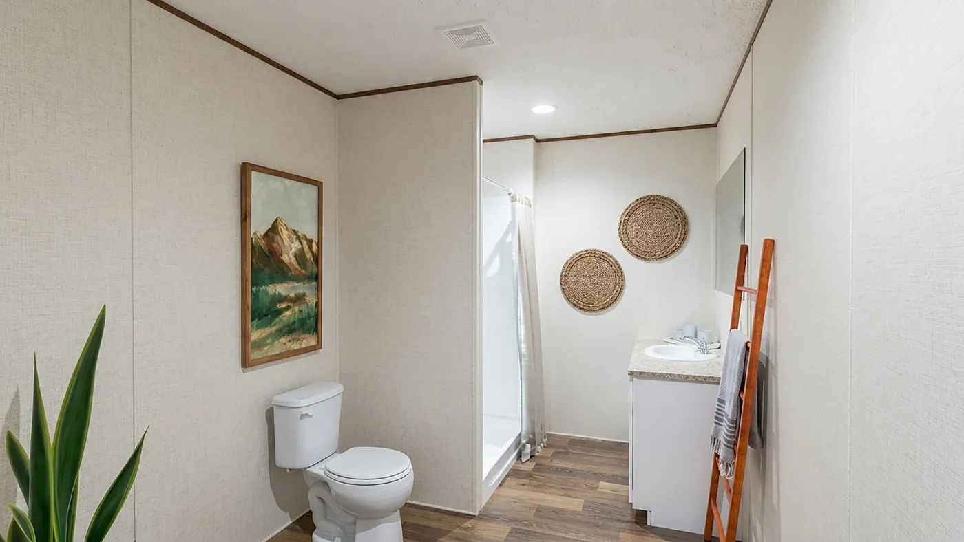 The MAPLE Primary Bathroom. This Manufactured Mobile Home features 3 bedrooms and 2 baths.