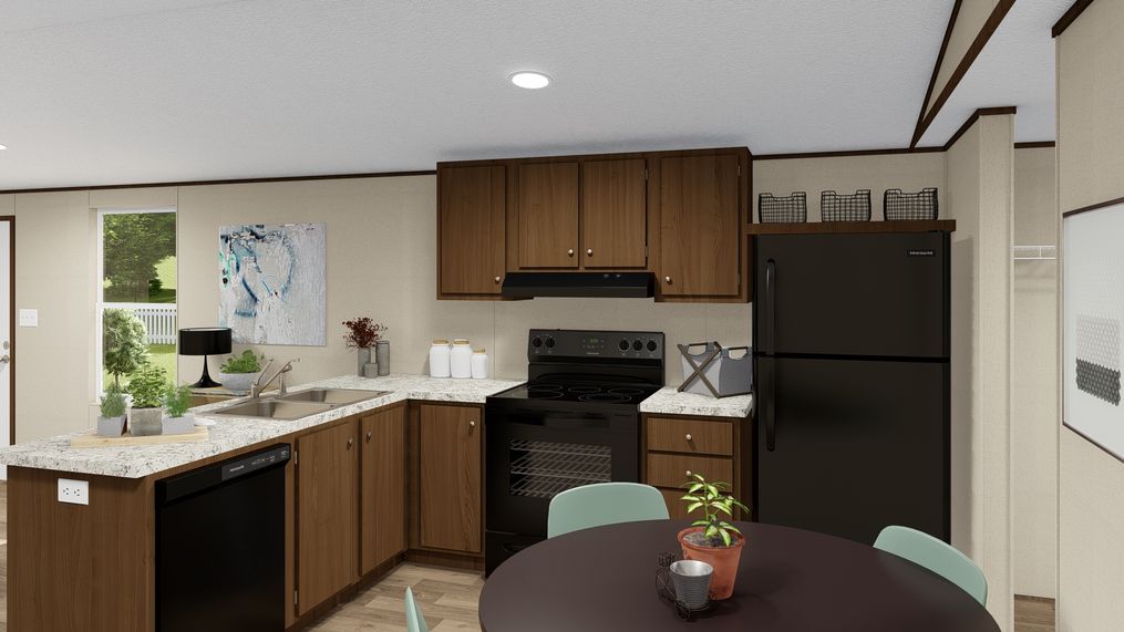 The BLISS Kitchen. This Manufactured Mobile Home features 2 bedrooms and 1 bath.