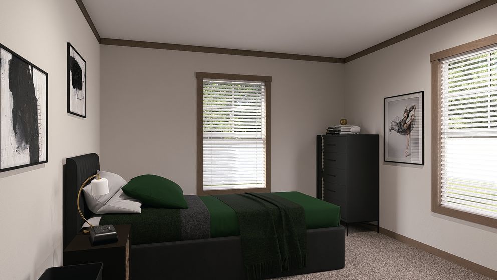 The EVERETT ELITE Guest Bedroom. This Manufactured Mobile Home features 4 bedrooms and 3 baths.