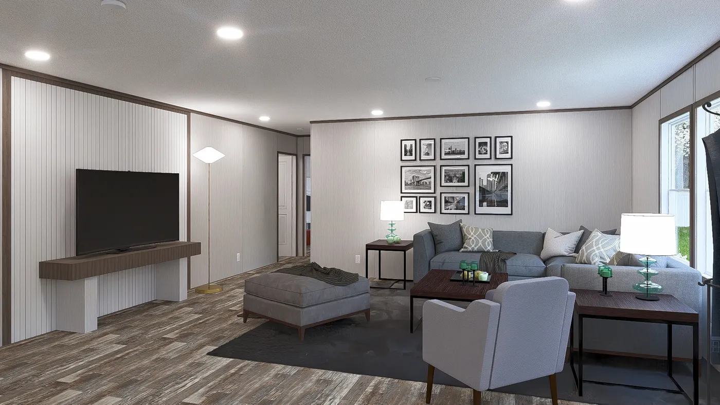 The ULTRA PRO JEWEL 3 BR 32X60 Living Room. This Manufactured Mobile Home features 3 bedrooms and 2 baths.