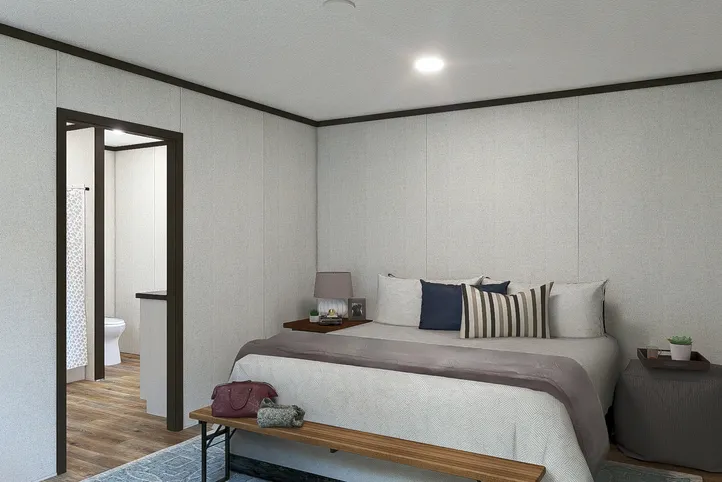 The DESIRE Primary Bedroom. This Manufactured Mobile Home features 3 bedrooms and 2 baths.