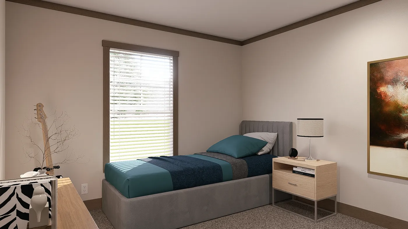The FARM 3 FLEX ELITE Guest Bedroom. This Manufactured Mobile Home features 3 bedrooms and 2 baths.