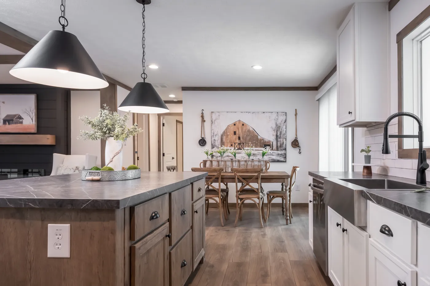 The THE LIZZIE Kitchen. This Manufactured Mobile Home features 3 bedrooms and 2 baths.