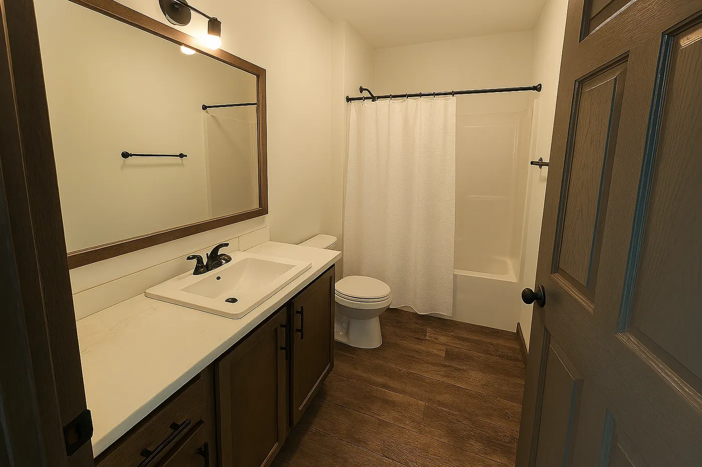 The LEGEND 402 MOD Guest Bathroom. This Modular Home features 3 bedrooms and 2 baths.