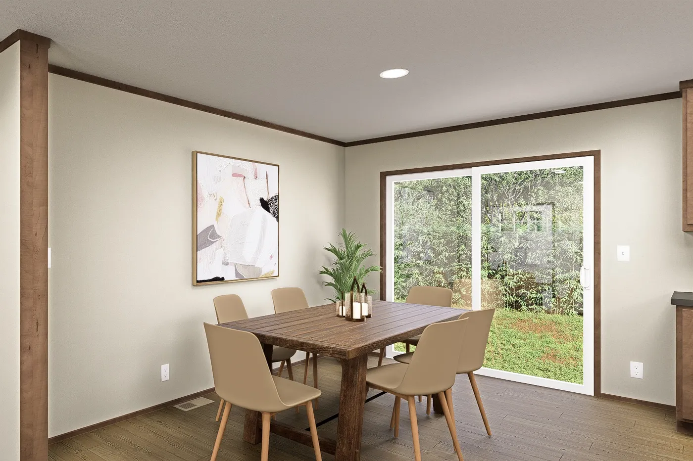 The SNOWCAP Dining Area. This Manufactured Mobile Home features 4 bedrooms and 3 baths.