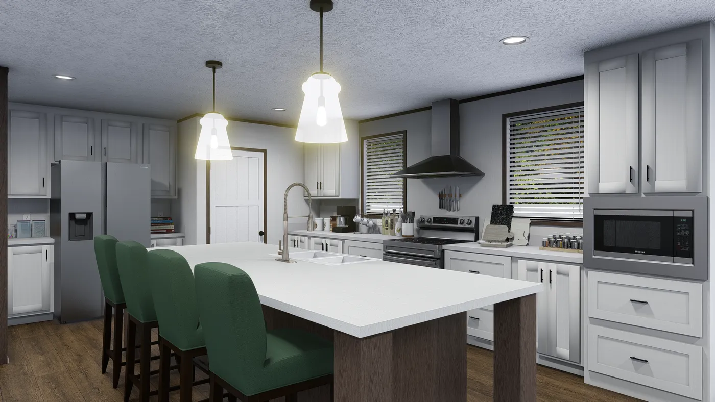 The PEARL Kitchen. This Manufactured Mobile Home features 4 bedrooms and 2 baths.