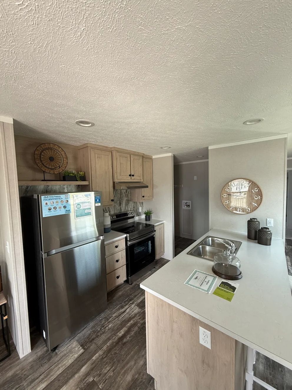 The ONYX Kitchen. This Manufactured Mobile Home features 1 bedroom and 1 bath.