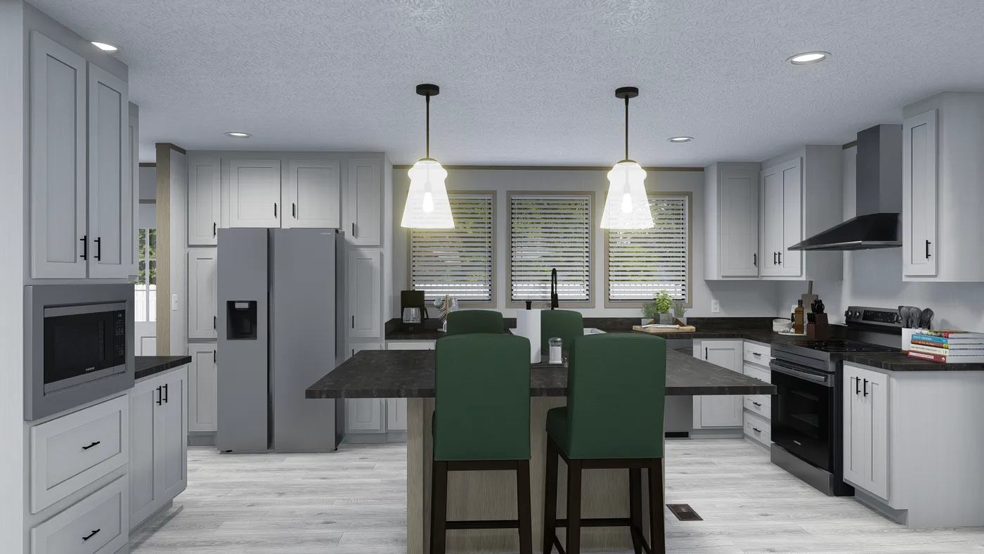 The LINCOLN Kitchen. This Manufactured Mobile Home features 3 bedrooms and 2 baths.