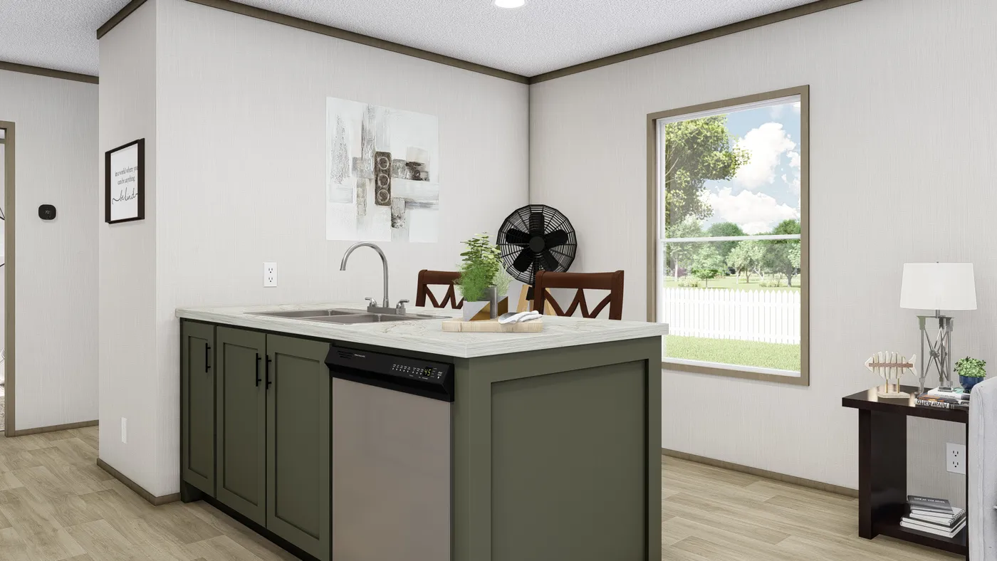 The LEWIS Kitchen. This Manufactured Mobile Home features 2 bedrooms and 2 baths.