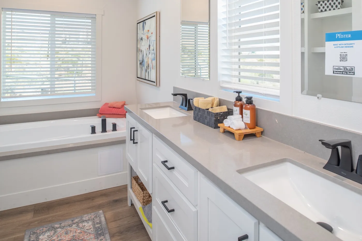 The HCP 4260-4A            LORETTA Primary Bathroom. This Manufactured Mobile Home features 4 bedrooms and 3 baths.