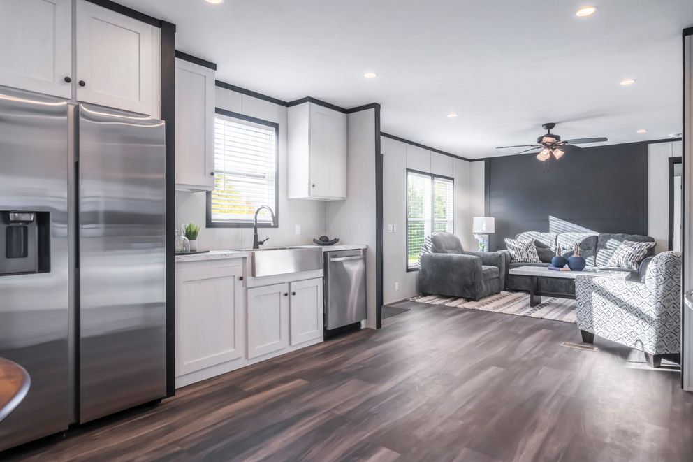 The LIL SOUTHERN CHARM Kitchen. This Manufactured Mobile Home features 3 bedrooms and 2 baths.
