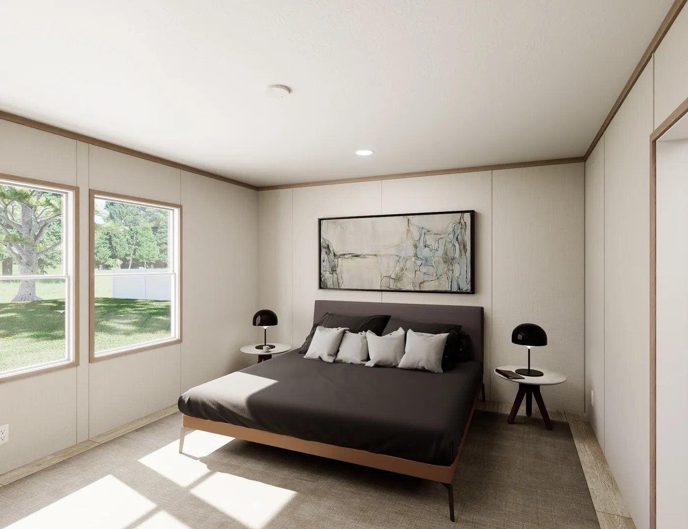 The ULTRA FLEX 60 Primary Bedroom. This Manufactured Mobile Home features 3 bedrooms and 2 baths.