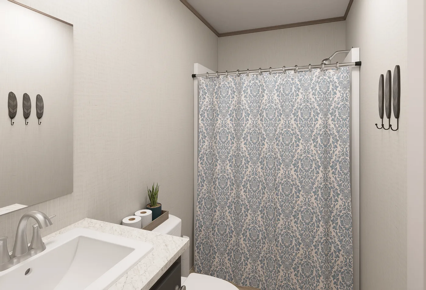 The ULTRA FLEX ANNIVERSARY PLUS Guest Bathroom. This Manufactured Mobile Home features 3 bedrooms and 2 baths.