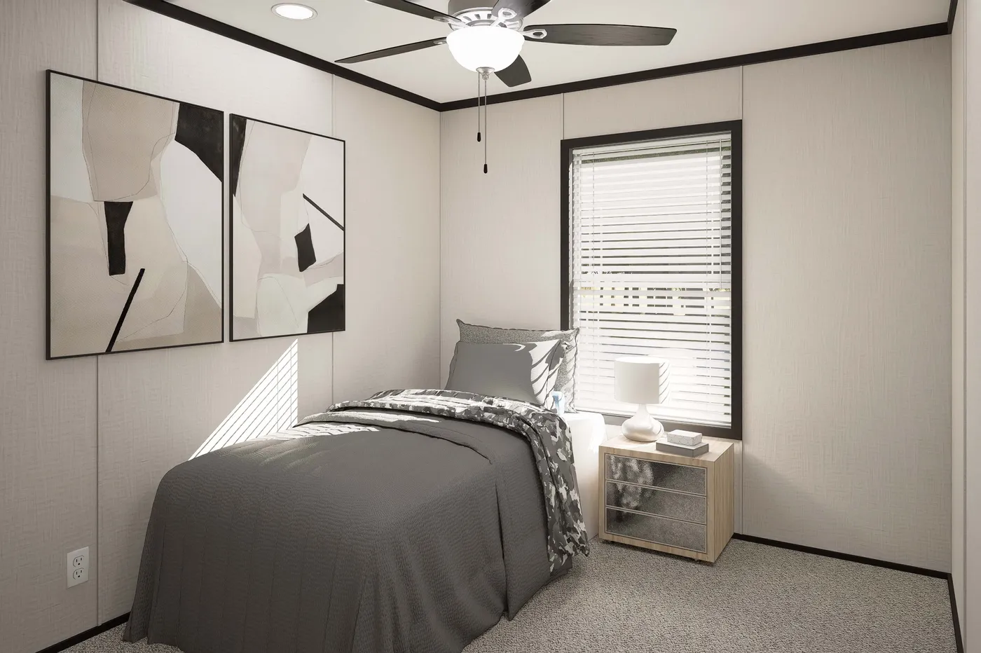 The PLATINUM ANNIVERSARY Bedroom. This Manufactured Mobile Home features 3 bedrooms and 2 baths.