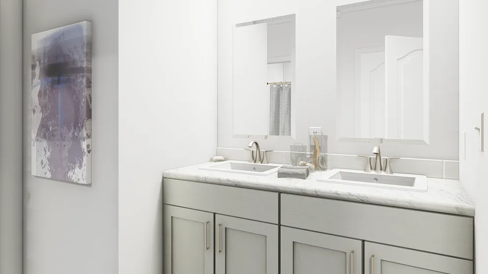 The TU3068A Guest Bathroom. This Manufactured Mobile Home features 4 bedrooms and 2 baths.