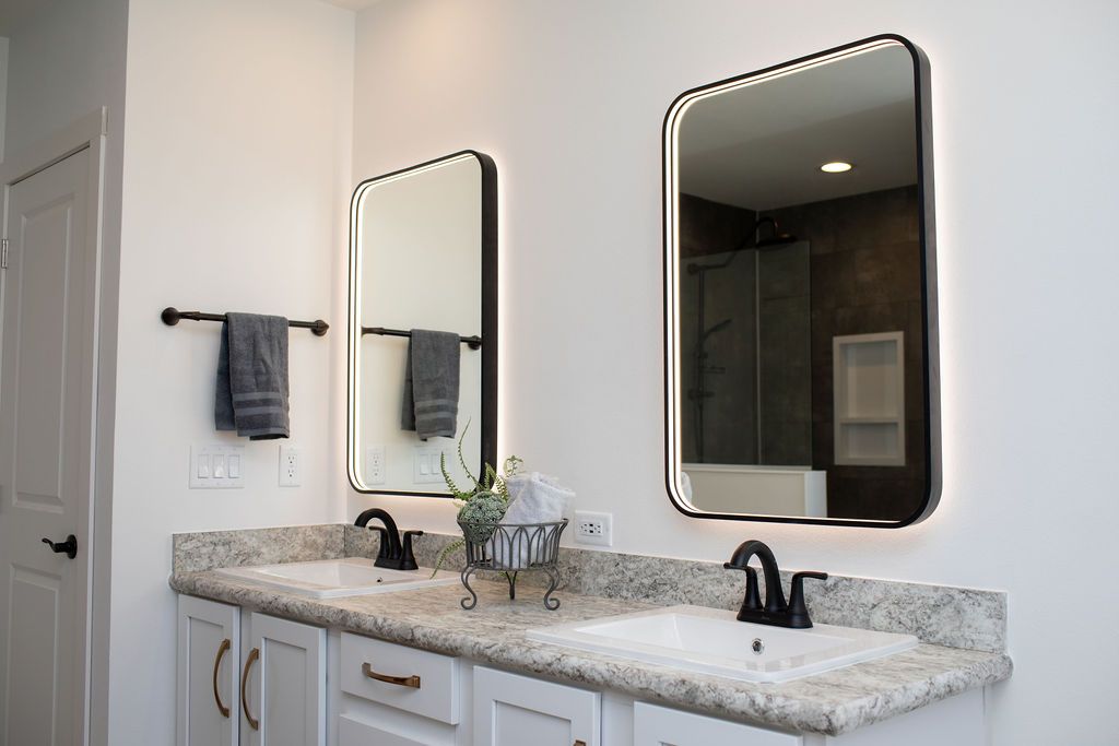 The ENCORE Primary Bathroom. This Manufactured Mobile Home features 3 bedrooms and 2 baths.