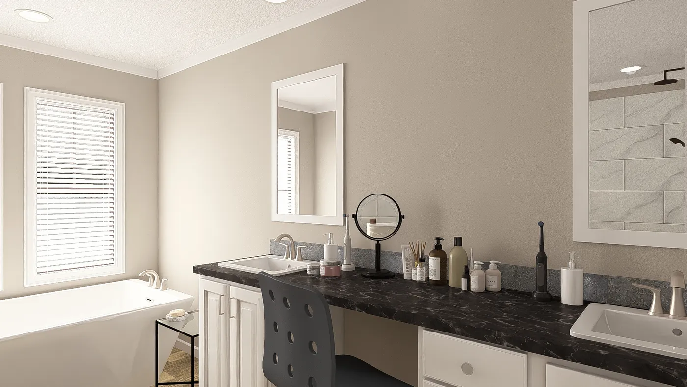 The THE BIG EASY Primary Bathroom. This Manufactured Mobile Home features 4 bedrooms and 3 baths.