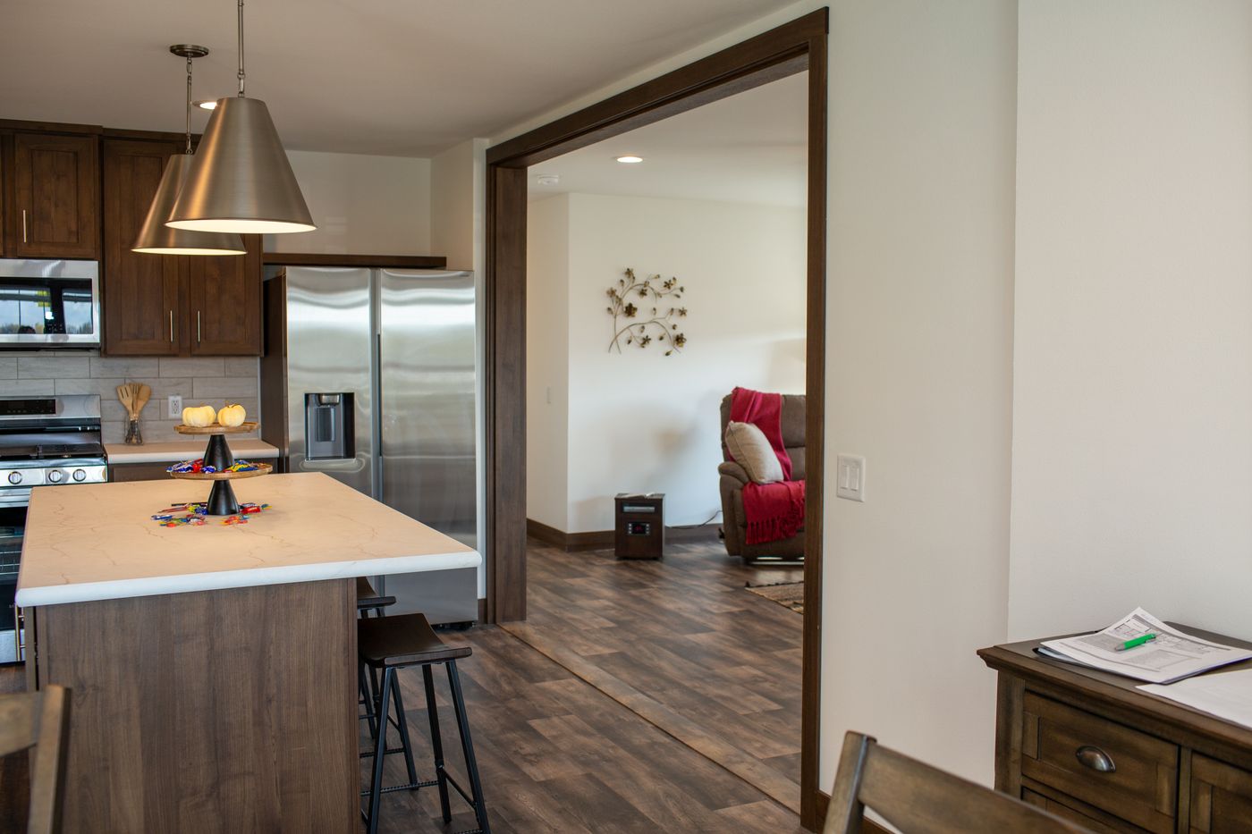 The RAMSEY 75 MOD Kitchen. This Modular Home features 4 bedrooms and 2 baths.