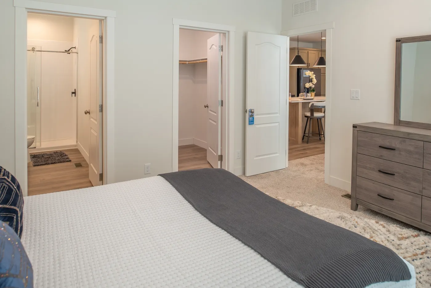 The HRM-2844-2A             KANSAS Bedroom. This Manufactured Mobile Home features 2 bedrooms and 2 baths.