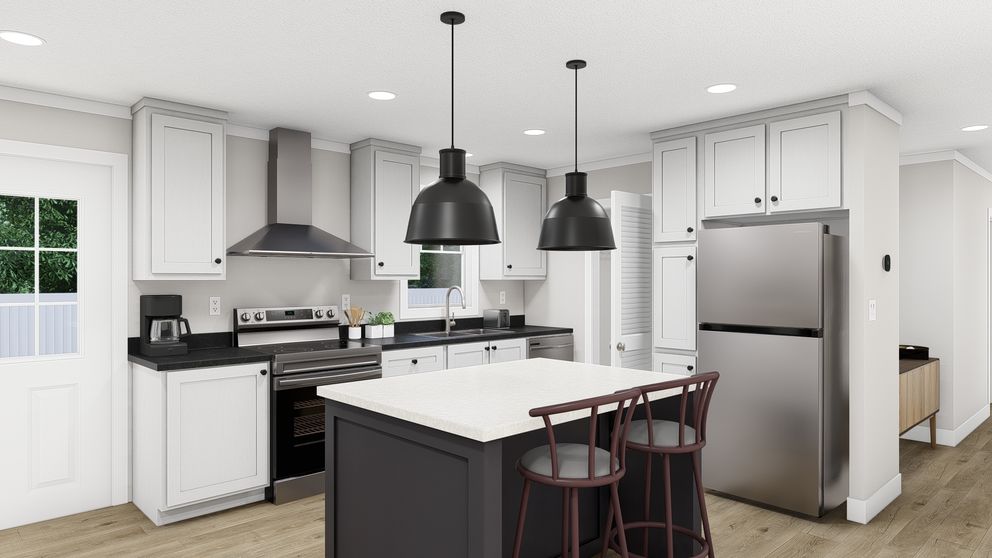 The RHYTHM NATION Kitchen. This Manufactured Mobile Home features 3 bedrooms and 2 baths.