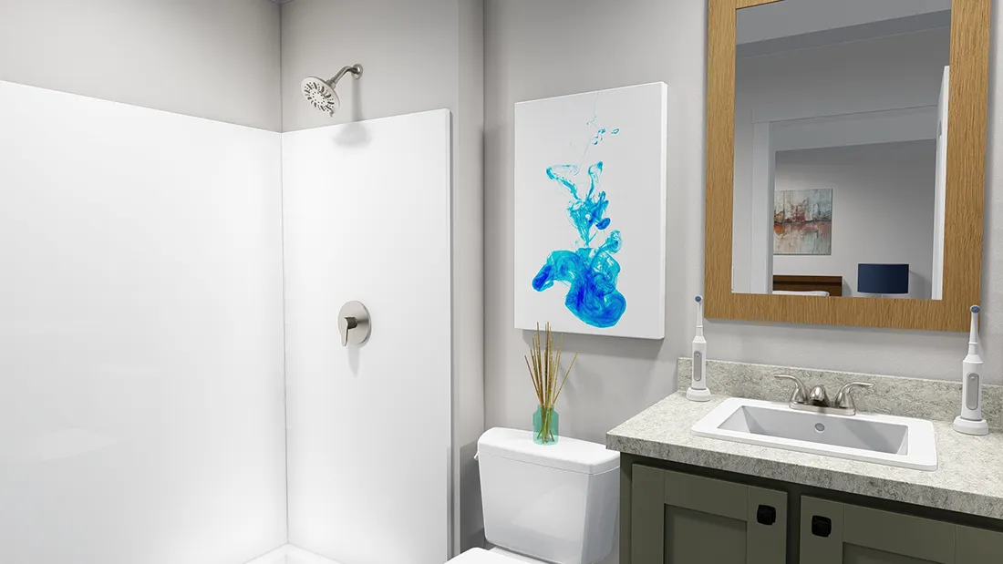 The SWEET DREAMS Primary Bathroom. This Manufactured Mobile Home features 3 bedrooms and 2 baths.