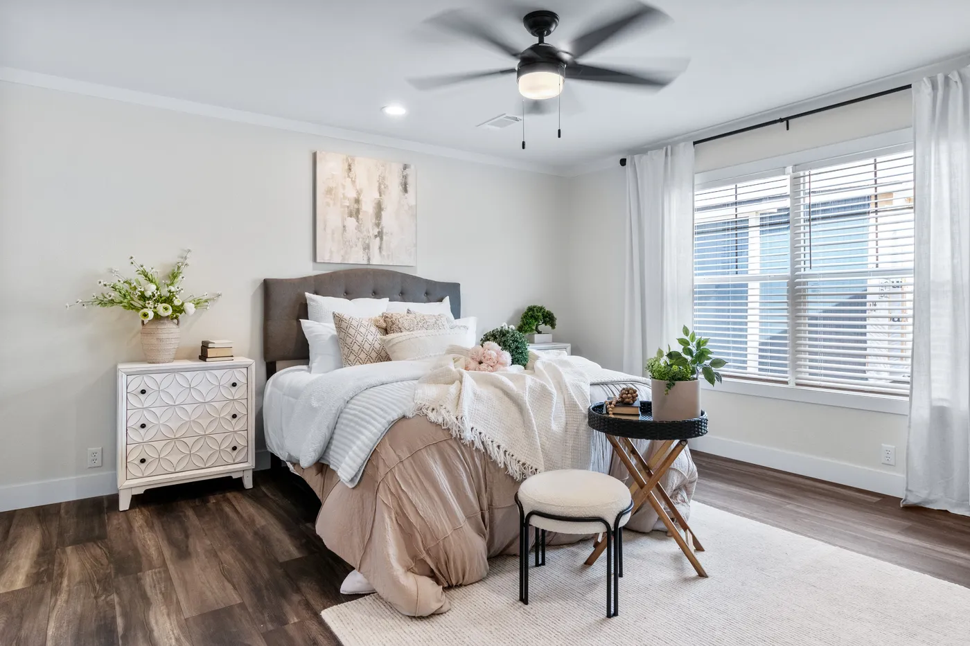 The SAWYER ELITE Primary Bedroom. This Manufactured Mobile Home features 3 bedrooms and 2 baths.