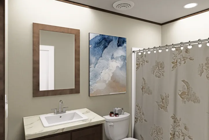 The MOROCCO Guest Bathroom. This Manufactured Mobile Home features 4 bedrooms and 2 baths.