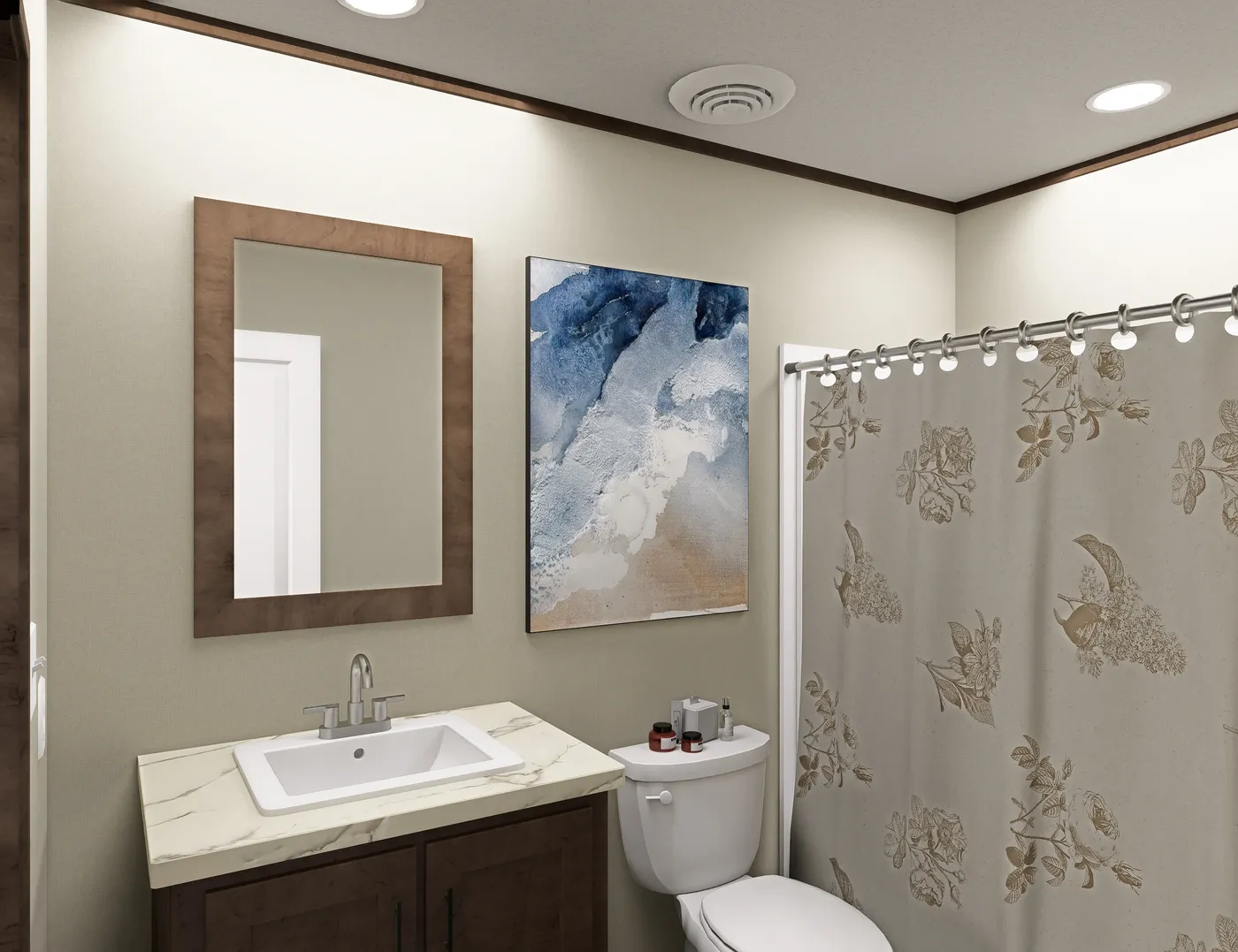 The MOROCCO Guest Bathroom. This Manufactured Mobile Home features 4 bedrooms and 2 baths.