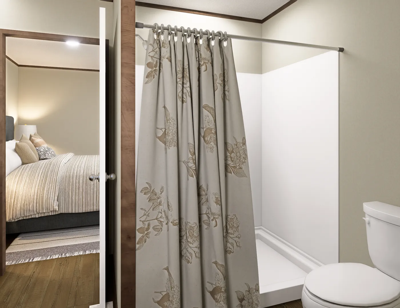 The TUSCANY Primary Bathroom. This Manufactured Mobile Home features 2 bedrooms and 2 baths.