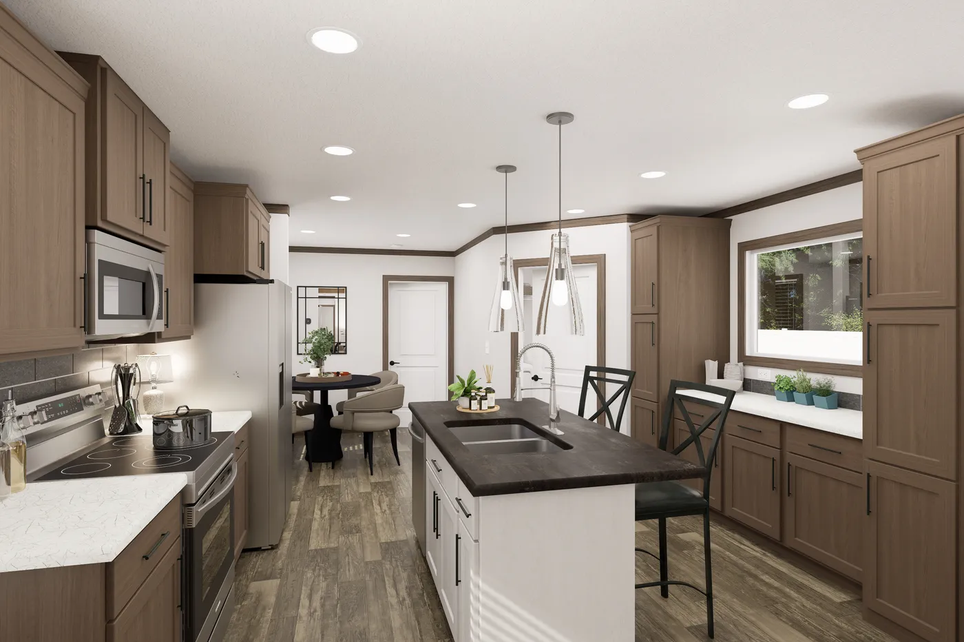 The THE TRUMAN Kitchen. This Manufactured Mobile Home features 3 bedrooms and 2 baths.