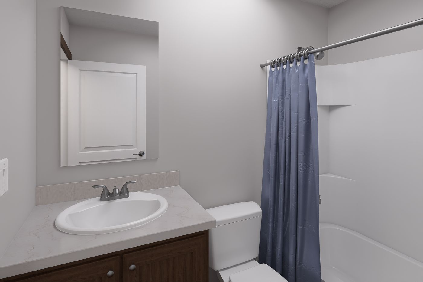 The RIGHT CHOICE 107 Guest Bathroom. This Manufactured Mobile Home features 3 bedrooms and 2 baths.