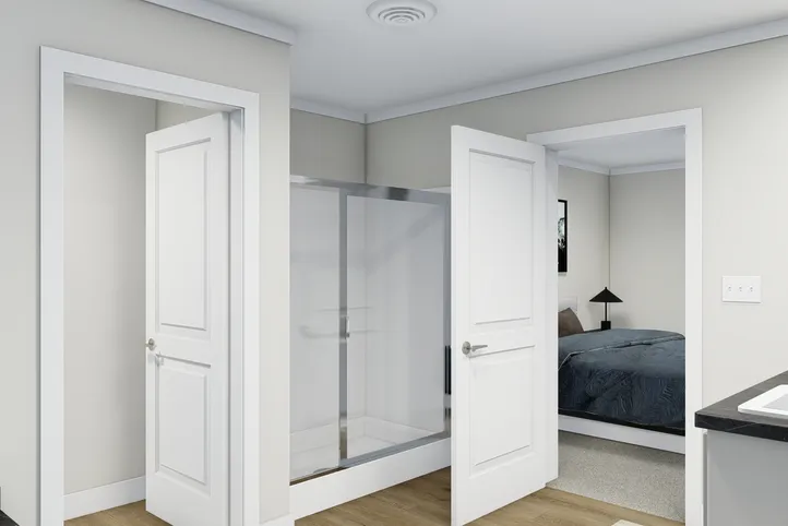 The CLASSIC 60B Primary Bathroom. This Manufactured Mobile Home features 3 bedrooms and 2 baths.