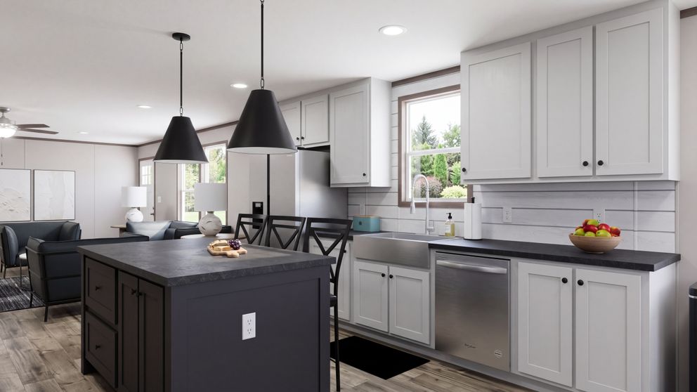 The MOUNTAIN BREEZE 3260 Kitchen. This Manufactured Mobile Home features 3 bedrooms and 2 baths.