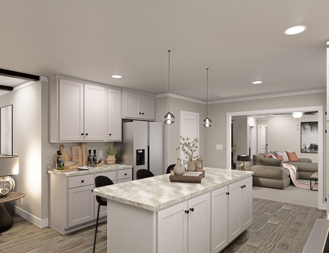 The BROOKLINE FLEX 32 WIDE Kitchen. This Manufactured Mobile Home features 4 bedrooms and 3 baths.