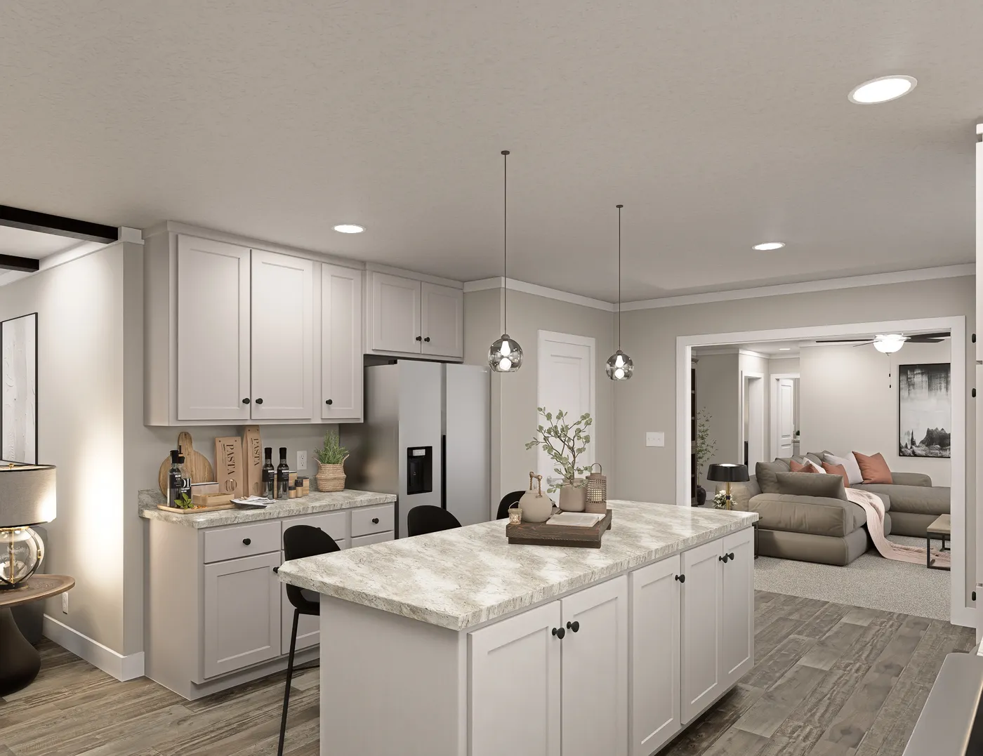 The BROOKLINE FLEX 32 WIDE Kitchen. This Manufactured Mobile Home features 4 bedrooms and 3 baths.